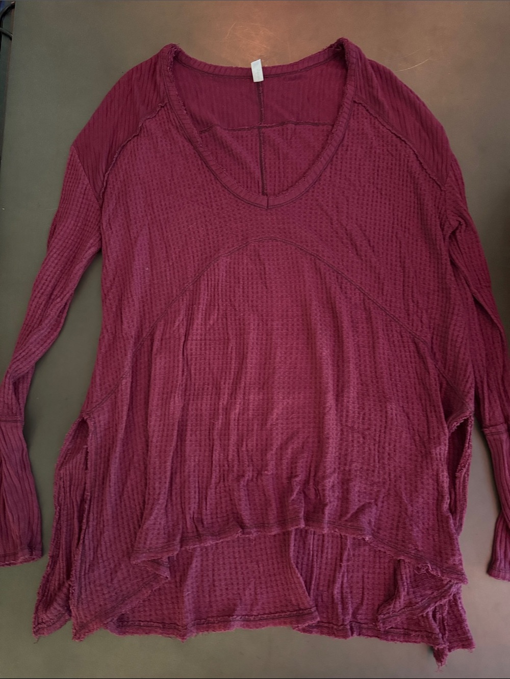 Free People Long Sleeve V-Neck Tunic Top - Burgundy